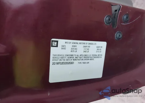 2002 Chevrolet Impala from USA, damaged, VIN 2G1WF52E529326361